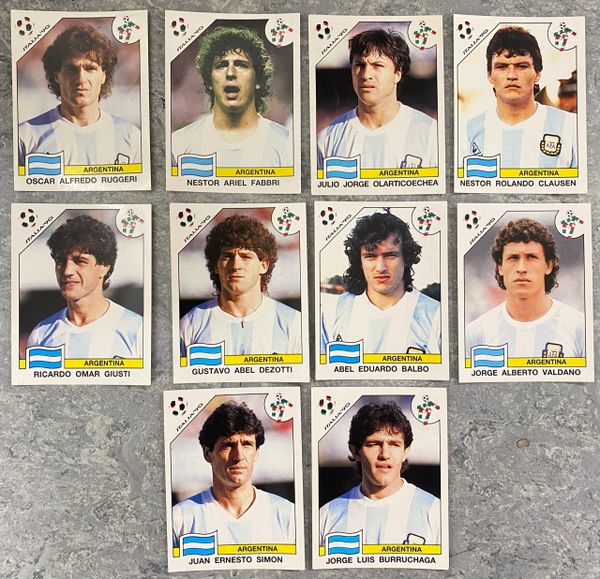 10 X 1990 ITALIA 90 WORLD CUP PANINI ORIGINAL UNUSED STICKERS PLAYERS ARGENTINA