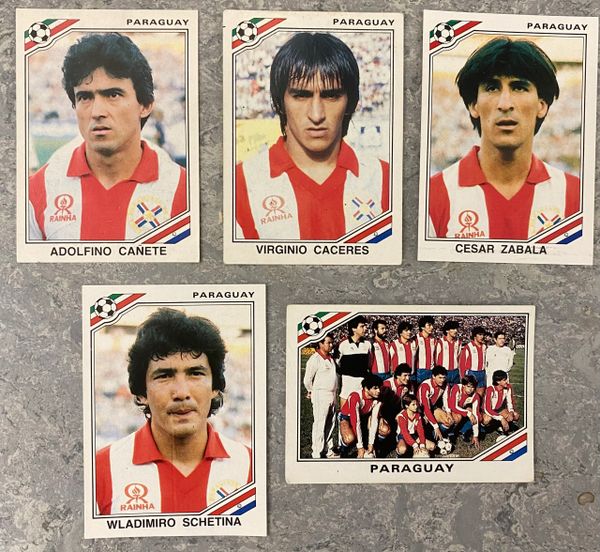 5 X 1986 MEXICO 86 WORLD CUP PANINI ORIGINAL UNUSED STICKERS PLAYERS PARAGUAY