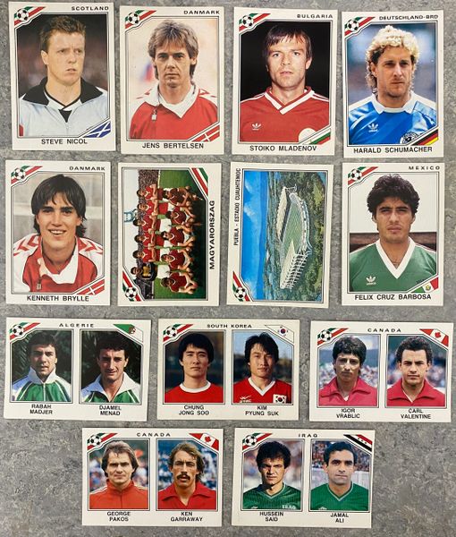 13X 1986 MEXICO 86 WORLD CUP PANINI ORIGINAL UNUSED STICKERS VARIOUS