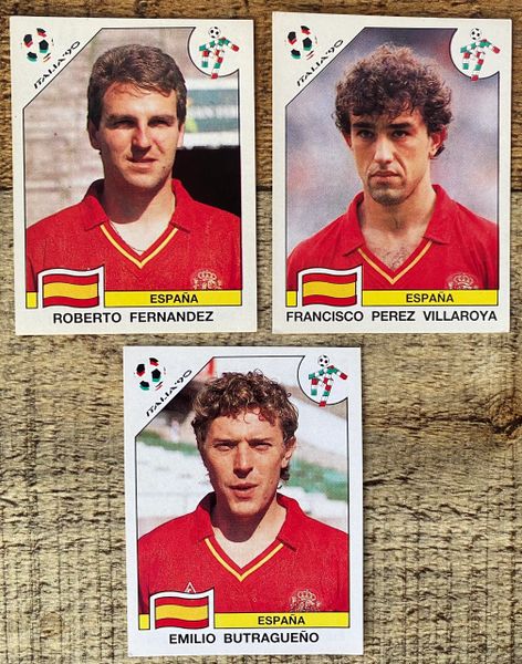 3 X 1990 ITALIA 90 WORLD CUP PANINI ORIGINAL UNUSED STICKERS PLAYERS SPAIN ESPANA