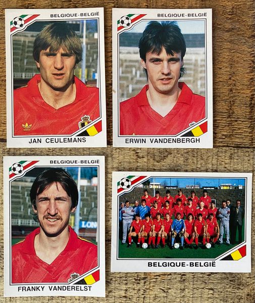 4X 1986 MEXICO 86 WORLD CUP PANINI ORIGINAL UNUSED STICKERS PLAYERS BELGIUM