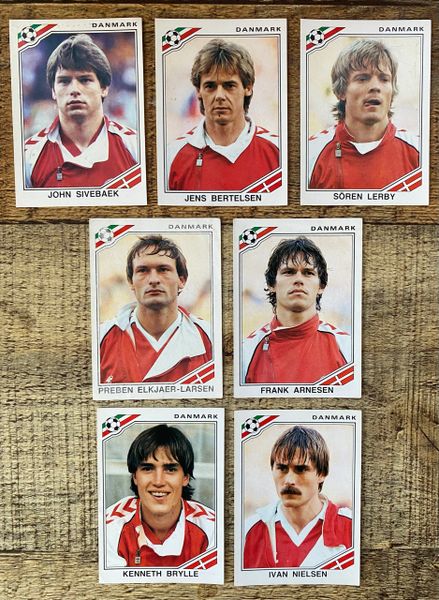 7 X 1986 MEXICO 86 WORLD CUP PANINI ORIGINAL UNUSED STICKERS PLAYERS DENMARK