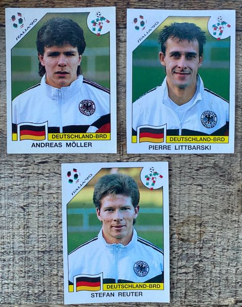 3 X 1990 ITALIA 90 WORLD CUP PANINI ORIGINAL UNUSED STICKERS PLAYERS WEST GERMANY