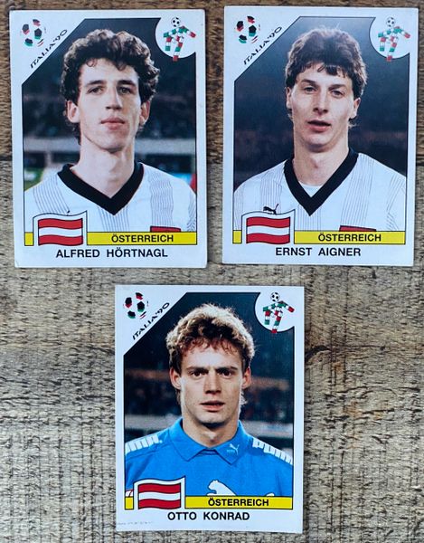 3 X 1990 ITALIA 90 WORLD CUP PANINI ORIGINAL UNUSED STICKERS PLAYERS AUSTRIA