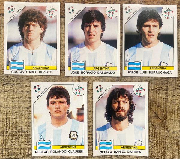 5X 1990 ITALIA 90 WORLD CUP PANINI ORIGINAL UNUSED STICKERS PLAYERS ARGENTINA