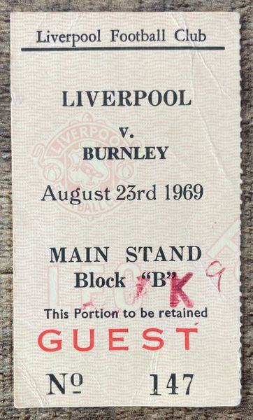 1969/70 ORIGINAL DIVISION ONE TICKET LIVERPOOL V BURNLEY