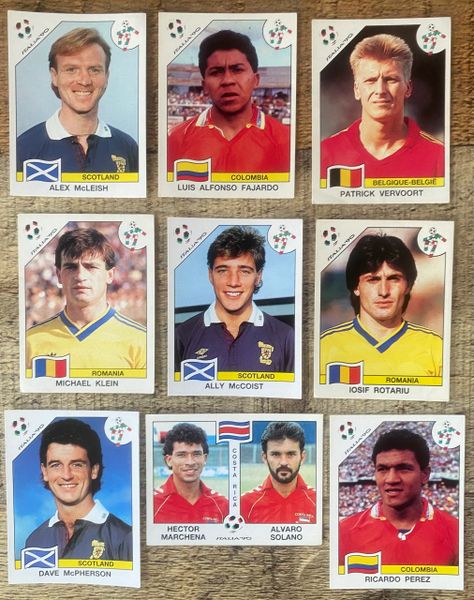 9 X 1990 ITALIA 90 WORLD CUP PANINI ORIGINAL UNUSED STICKERS PLAYERS VARIOUS