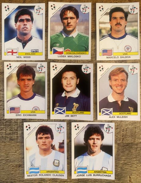 8 X 1990 ITALIA 90 WORLD CUP PANINI ORIGINAL UNUSED STICKERS PLAYERS VARIOUS