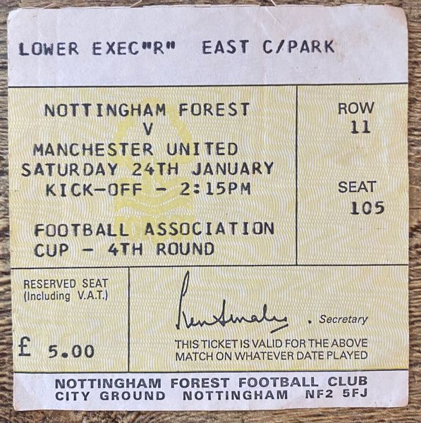 1980/81 ORIGINAL FA CUP 4TH ROUND TICKET NOTTINGHAM FOREST V MANCHESTER UNITED