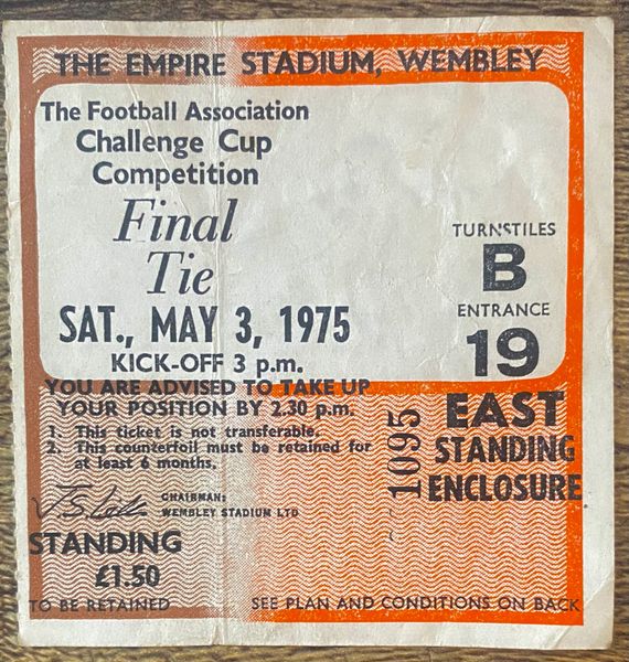 1975 ORIGINAL FA CUP FINAL TICKET WEST HAM UNITED V FULHAM