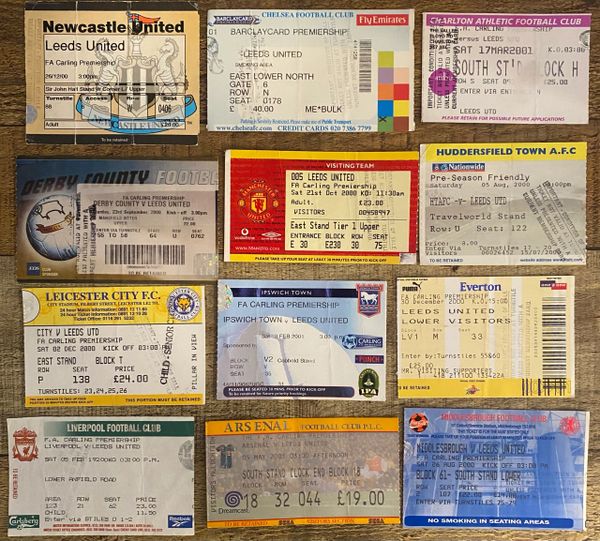 12 X 2000/01 LEEDS UNITED ORIGINAL AWAY TICKETS (LEEDS ALLOCATION)