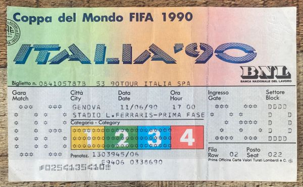 1990 ORIGINAL WORLD CUP TICKET COSTA RICA V SCOTLAND @GENOA