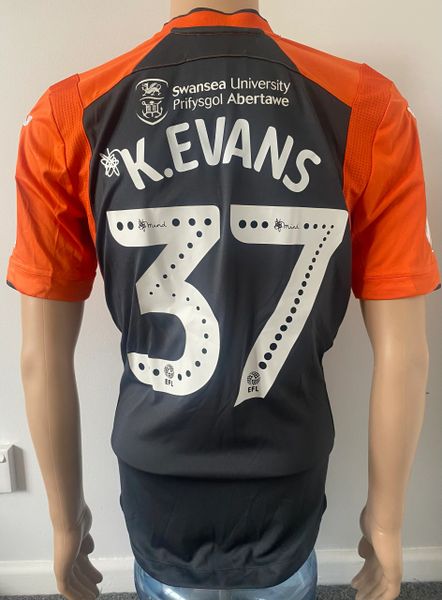 2018/19 SWANSEA CITY MATCH ISSUE AWAY SHIRT (K EVANS #37 U21 CHECKATRADE TROPHY ISSUE)