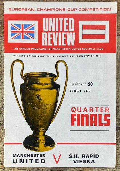 1968/69 EUROPEAN CUP QUARTER FINAL 1ST LEG MANCHESTER UNITED V SK RAPID VIENNA