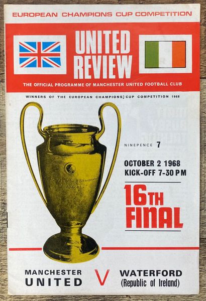 1968/69 EUROPEAN CUP 1st ROUND 2nd LEG MANCHESTER UNITED V WATERFORD