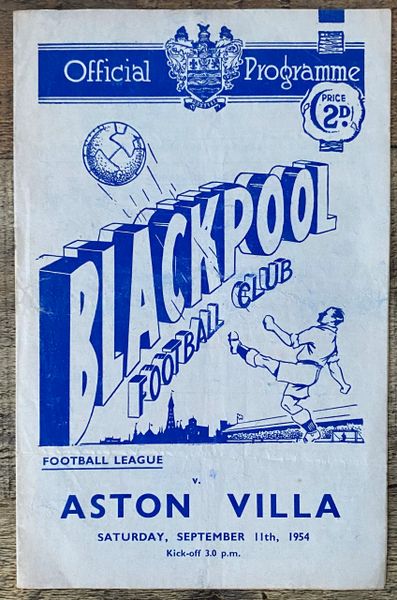 1954/55 ORIGINAL DIVISION ONE PROGRAMME BLACKPOOL V ASTON VILLA