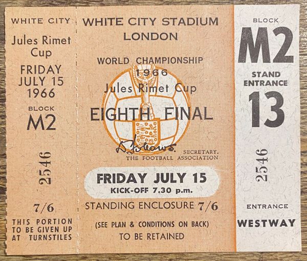1966 ORIGINAL WORLD CUP 1ST ROUND UNUSED TICKET FRANCE URUGUAY @ WHITE CITY M2 13 2546