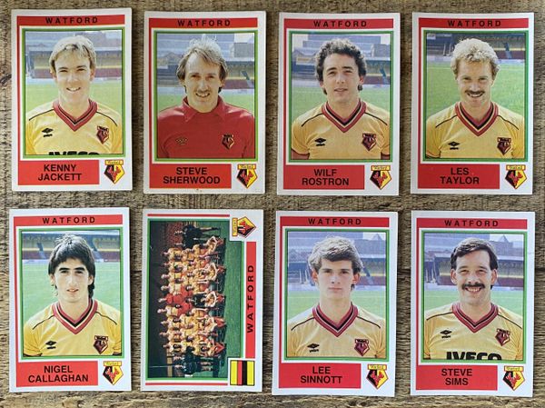 8X 1985 ORIGINAL UNUSED PANINI FOOTBALL 85 STICKER WATFORD PLAYERS PLAYERS