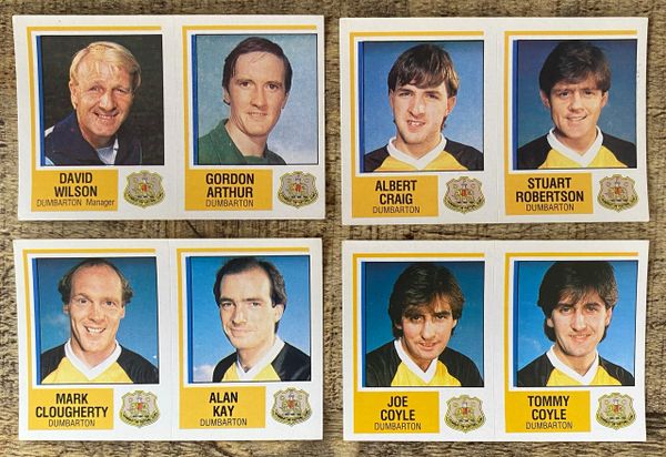 4X 1985 ORIGINAL UNUSED PANINI FOOTBALL 85 STICKER DUMBARTON PLAYERS