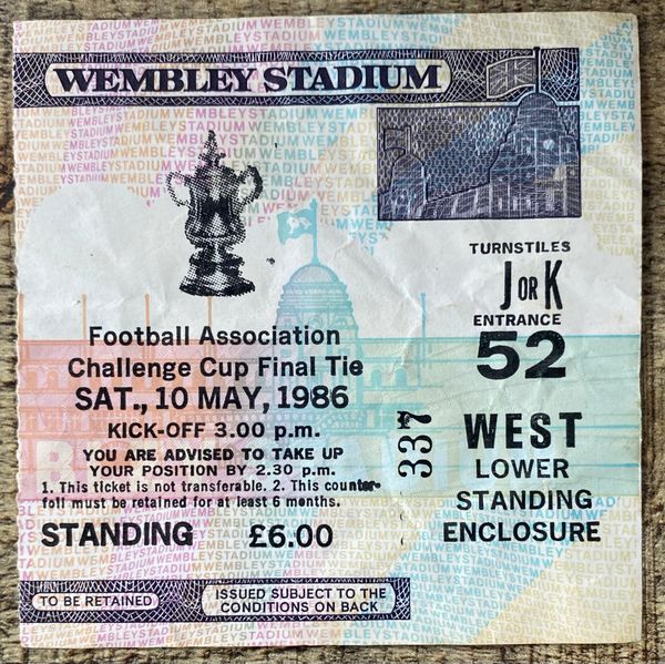 1986 ORIGINAL FA CUP FINAL TICKET LIVERPOOL V EVERTON