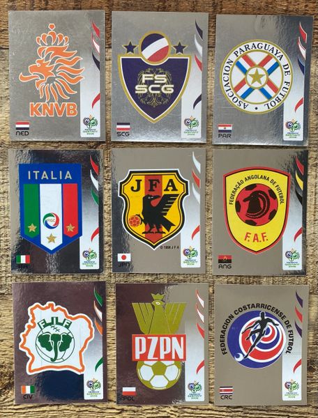 9X 2006 PANINI WORLD CUP GERMANY ORIGINAL UNUSED TEAM BADGES