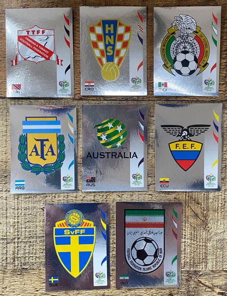 8X 2006 PANINI WORLD CUP GERMANY ORIGINAL UNUSED TEAM BADGES