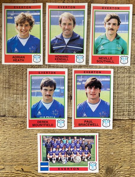 6X 1985 ORIGINAL UNUSED PANINI FOOTBALL 85 STICKER EVERTON PLAYERS