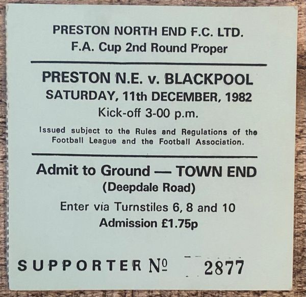 1982/83 ORIGINAL FA CUP TICKET BLACKPOOL V PRESTON NORTH END