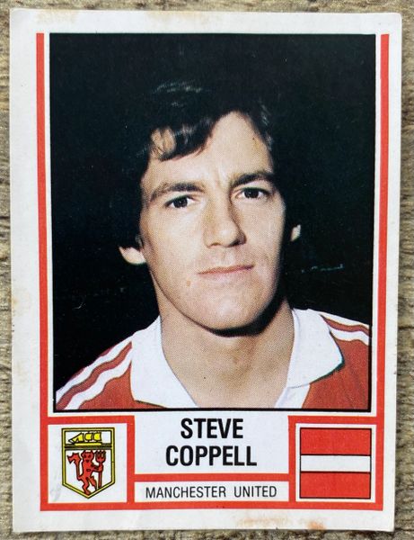 1981 ORIGINAL UNUSED PANINI FOOTBALL 81 STICKER STEVE COPPELL MANCHESTER UNITED 208