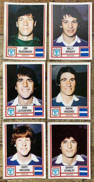 6X 1981 ORIGINAL UNUSED PANINI FOOTBALL 81 STICKERS EVERTON PLAYERS