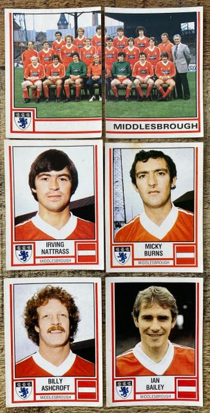 6X 1981 ORIGINAL UNUSED PANINI FOOTBALL 81 STICKERS MIDDLESBROUGH PLAYERS AND TEAM