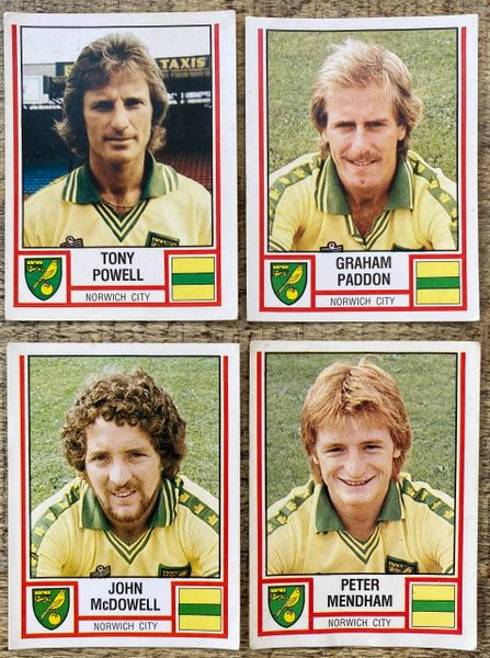 4X 1981 ORIGINAL UNUSED PANINI FOOTBALL 81 STICKERS NORWICH CITY PLAYERS