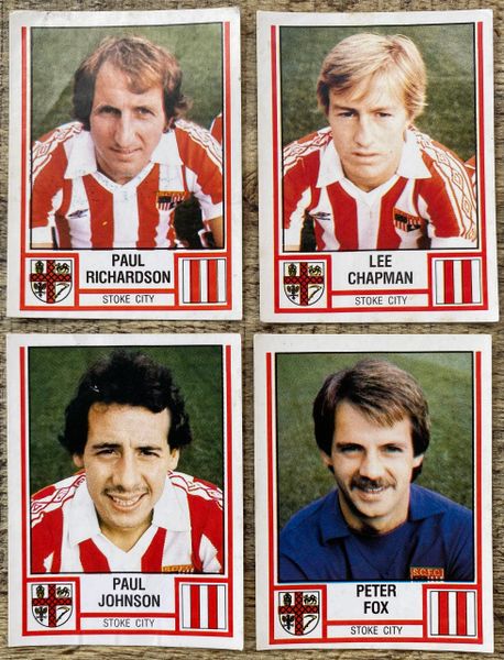 4X 1981 ORIGINAL UNUSED PANINI FOOTBALL 81 STICKERS STOKE CITY PLAYERS