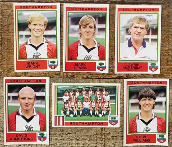 6x 1985 ORIGINAL UNUSED PANINI FOOTBALL 85 STICKERS SOUTHAMPTON PLAYERS