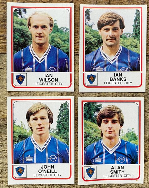 4x 1984 ORIGINAL UNUSED PANINI FOOTBALL 84 STICKERS LEICESTER CITY PLAYERS