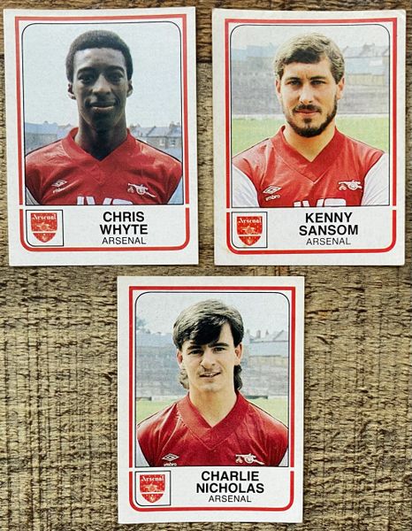 3x 1984 ORIGINAL UNUSED PANINI FOOTBALL 84 STICKERS ARSENAL PLAYERS