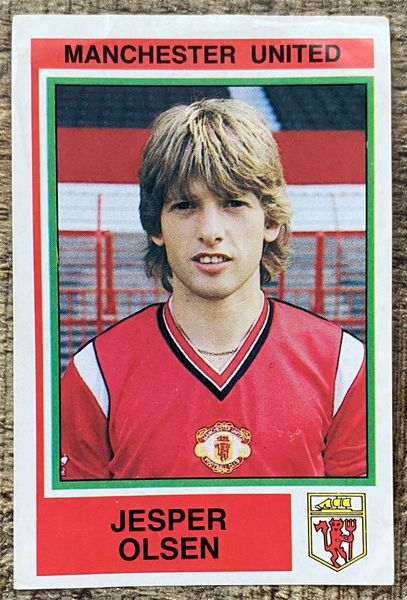 1985 ORIGINAL UNUSED PANINI FOOTBALL 85 STICKERS JESPER OLSEN MANCHESTER UNITED 162