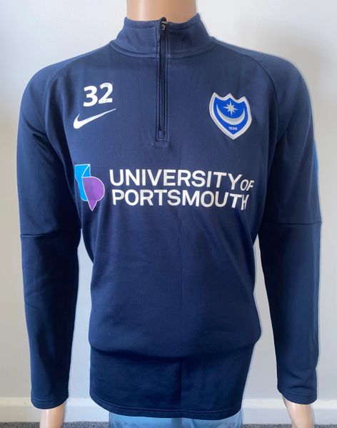 2018/19 PORTSMOUTH PLAYER WORN NIKE TRAINING TRACKSUIT TOP (VAUGHAN 32)