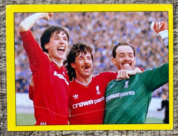 1987 ORIGINAL UNUSED PANINI FOOTBALL 87 STICKER LIVERPOOL WIN TITLE 264