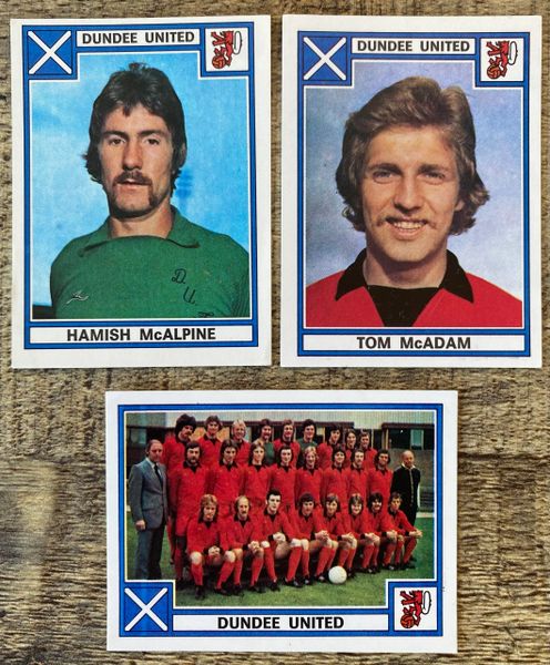 3X 1978 ORIGINAL UNUSED PANINI FOOTBALL 78 STICKERS DUNDEE UNITED PLAYERS