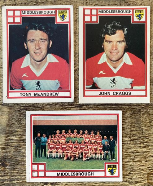 3X 1978 ORIGINAL UNUSED PANINI FOOTBALL 78 STICKERS MIDDLESBROUGH PLAYERS