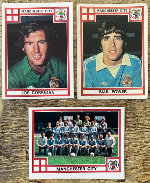 3X 1978 ORIGINAL UNUSED PANINI FOOTBALL 78 STICKERS MANCHESTER CITY PLAYERS