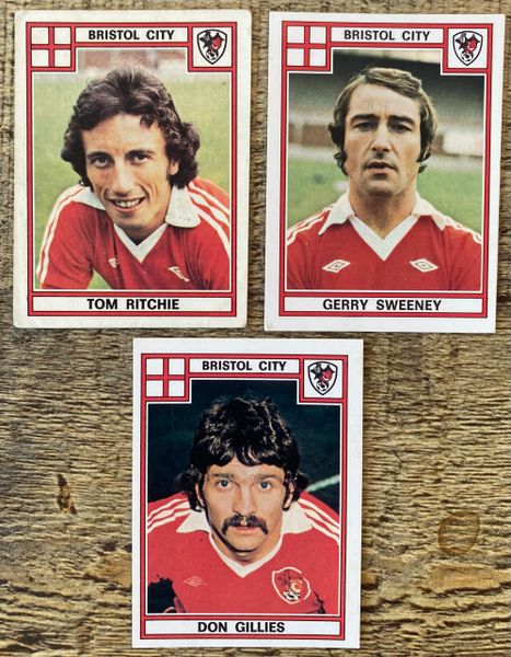 3X 1978 ORIGINAL UNUSED PANINI FOOTBALL 78 STICKERS BRISTOL CITY PLAYERS