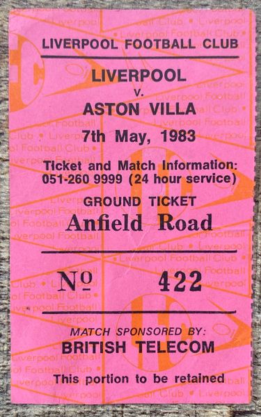 1982/83 ORIGINAL DIVISION ONE TICKET LIVERPOOL V ASTON VILLA (VISITORS END)