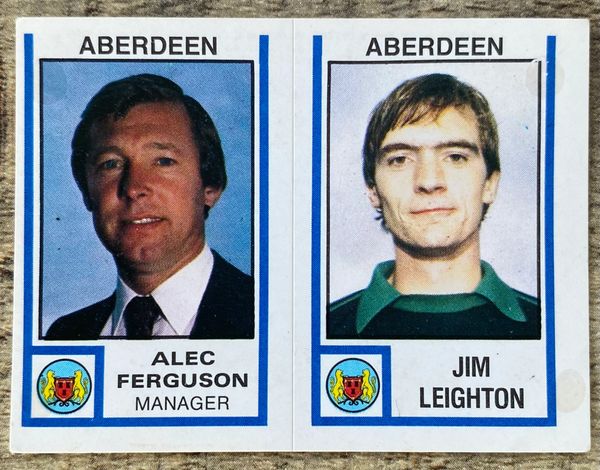 1981 ORIGINAL UNUSED PANINI FOOTBALL 81 STICKER ABERDEEN ALEX FERGUSON JIM LEIGHTON 458