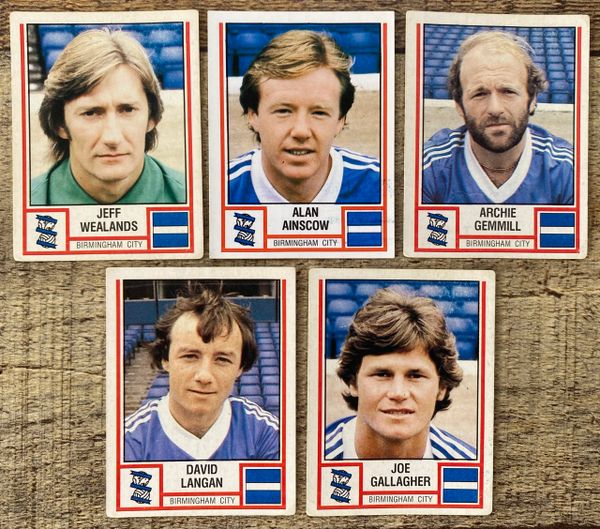 5X 1981 ORIGINAL UNUSED PANINI FOOTBALL 81 STICKERS BIRMINGHAM CITY PLAYERS