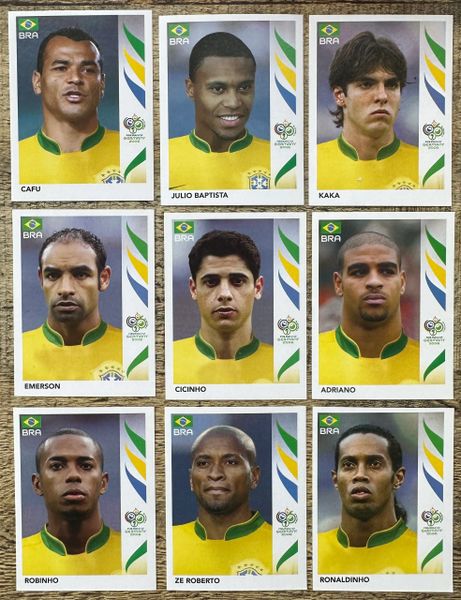 9X 2006 PANINI WORLD CUP GERMANY ORIGINAL BRAZIL UNUSED STICKERS INC RONALDINHO