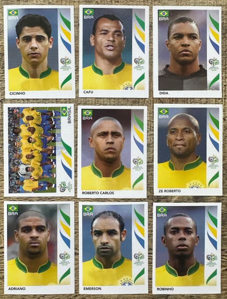 9X 2006 PANINI WORLD CUP GERMANY ORIGINAL BRAZIL UNUSED STICKERS