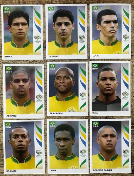 9X 2006 PANINI WORLD CUP GERMANY ORIGINAL BRAZIL UNUSED STICKERS