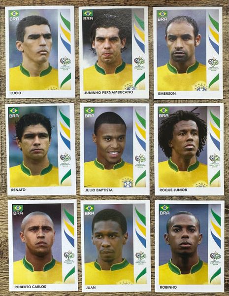 9X 2006 PANINI WORLD CUP GERMANY ORIGINAL BRAZIL UNUSED STICKERS